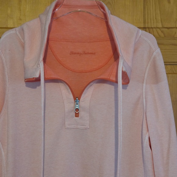 Tommy Bahama Coral Pink Quarter Zip Hoodie Tunic Pullover Women's Swim Coverup - Picture 6 of 16
